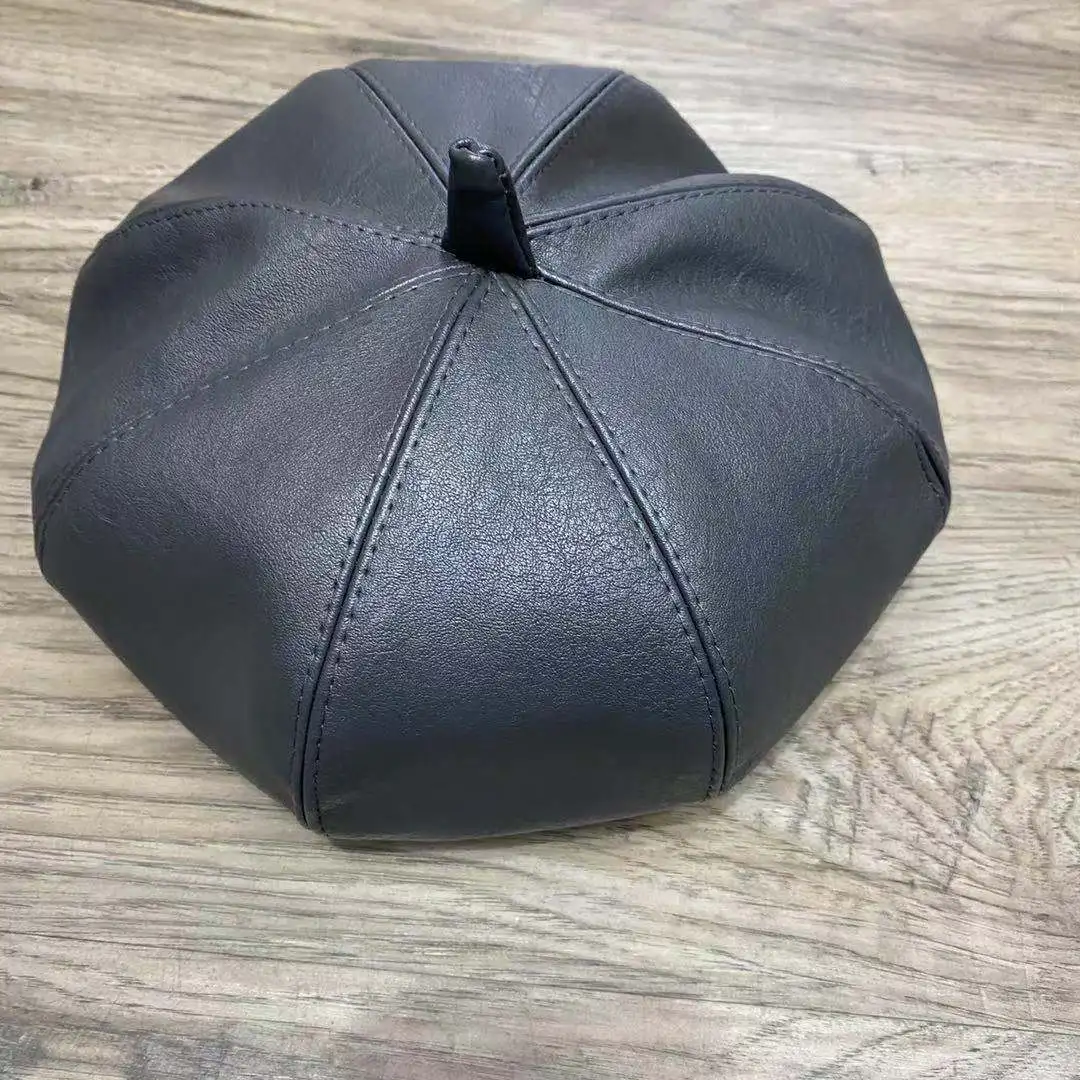 Кепка берет унисекс из искусственной кожи стильная Классическая Шапка