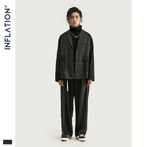 INFLATION мужской лоскутный Блейзер, свободный, модный, уличный, Повседневный, черный