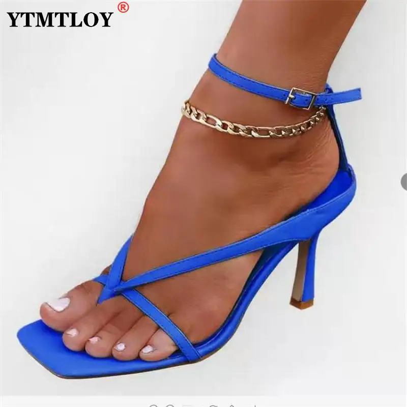 Ankle Strap Women Sandals Summer Fashion Brand Thin High Heels Gladiator Sandal Shoes Narrow Band Party Dress Pump  Peep Toe