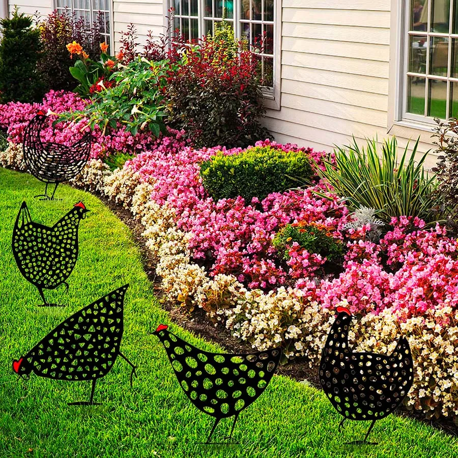 

5PCS Hen Yard Art Easter Decoration Organizador Gardening Ornaments Chicken Yard Decor Outdoor Garden Backyard Lawn Stakes Gift