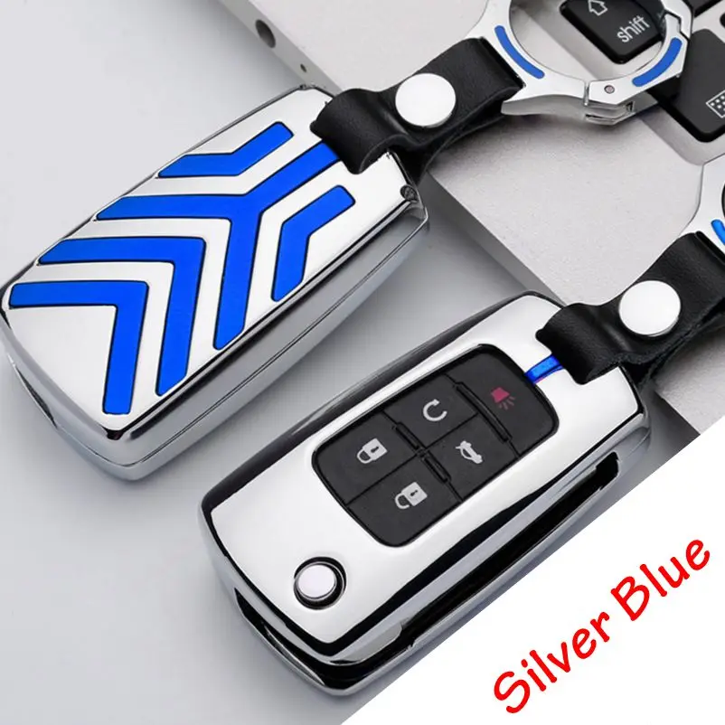 

1Pcs Zinc Alloy Car Smart Remote Key Fob Case Cover With Key Chain For Buick GMC Chevrolet