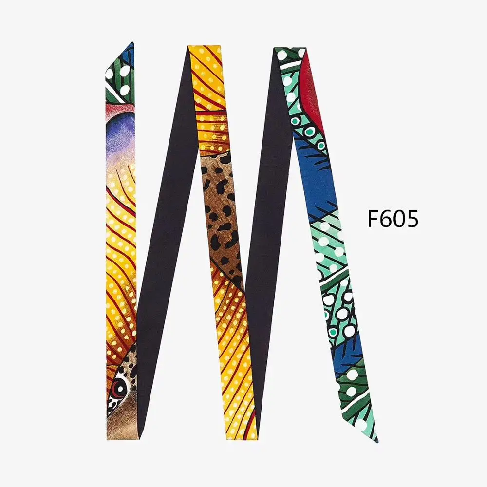 

200cm*3cm Long Small Printing Color Skinny Scarf 2019 New Luxury Brand Silk Scarf Women Fashion Bag Head Scarves For Ladies