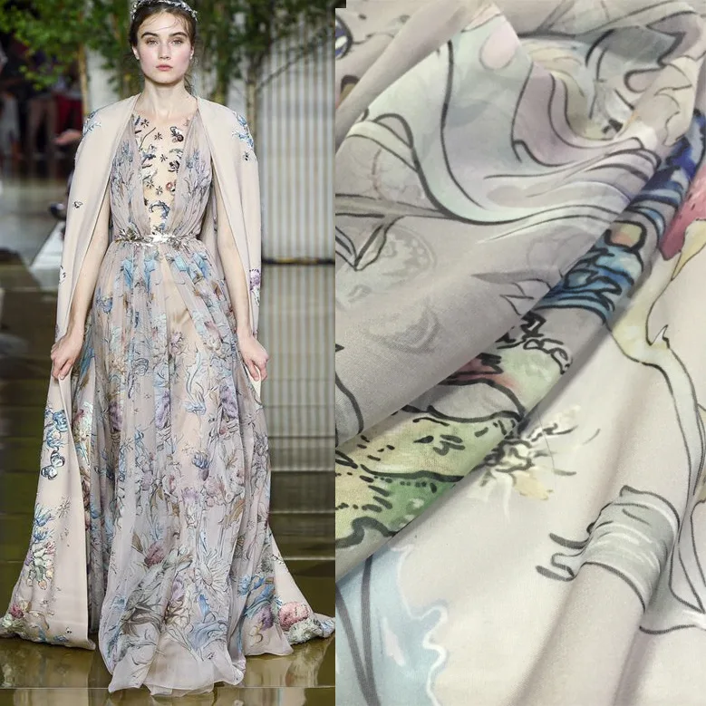 

Hot little fairy wind skirt high-grade digital printing fabric woven dress shirt clothing cloth 148cm wide beautiful comfortable