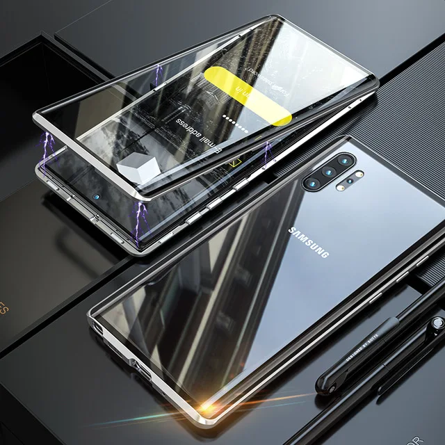 Silver 360 двусторонний полное покрытие Магнитный чехол для samsung A50 чехол с уровнем твердости 9H закаленное Стекло чехол для samsung A70 чехол для A40 A20 S8 S9 S10 - Цвет: Silver