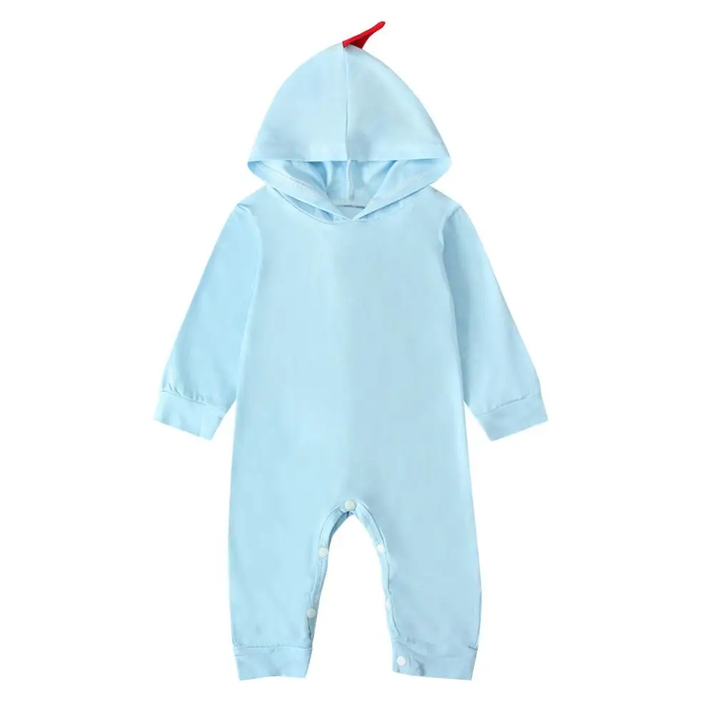 Light Blue (button) Одежда для новорожденных мальчиков и девочек; комбинезон на молнии с капюшоном и рисунком динозавра; комбинезоны; Одежда для новорожденных; roupas - Цвет: Light Blue (button)