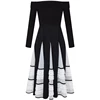 YIGELILA Spring Fashion Women Black Dress Slash-neck Long Sleeves Elegant A-line Dress Dinner Party Dress Mid-calf 65241 5