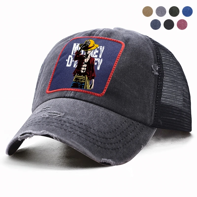 Мужская соломенная шляпа Luffy The Pirate King летняя сетчатая бейсболка с изображением