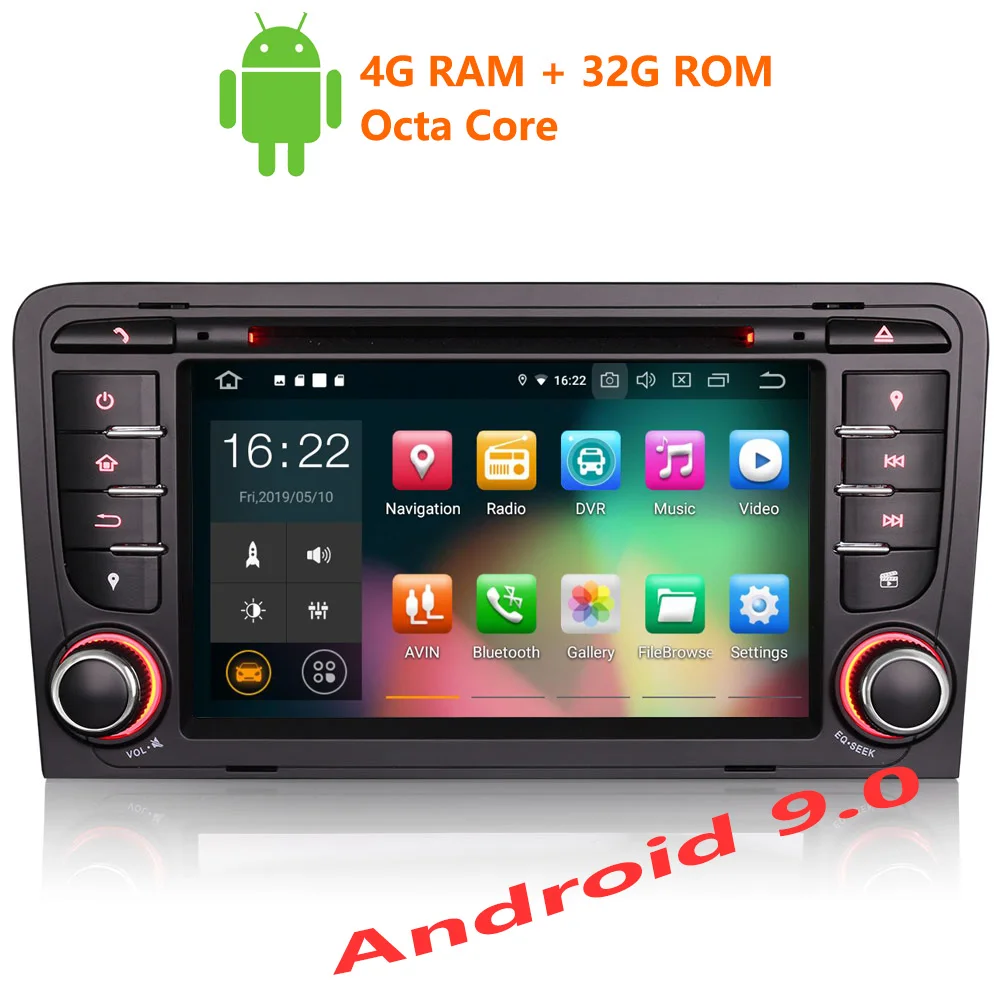 Erisin ES7947A 7 дюймов Android 9 0 Восьмиядерный 4 Гб RAM автомобильный DVD Радио BT для AUDI A3 S3 RS3 |