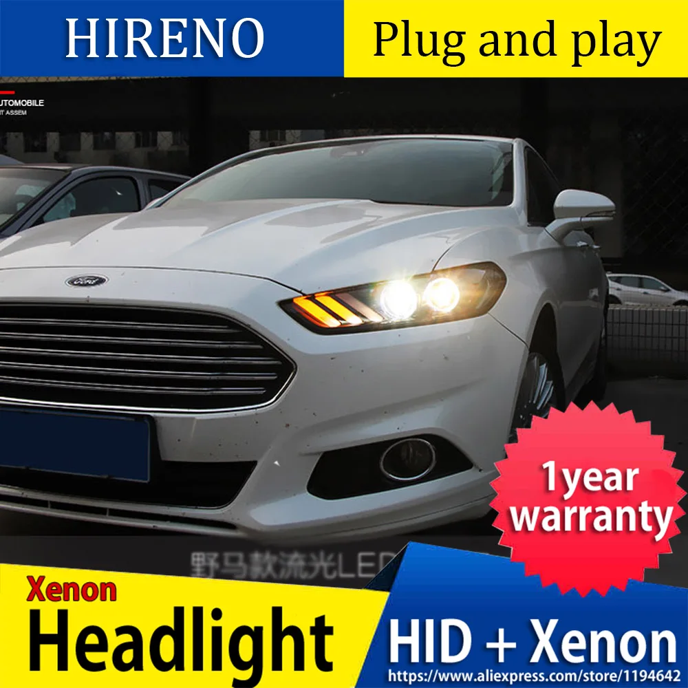 Автомобильный Головной фонарь для Ford Mondeo для Fusion 2013, светодиодный фонарь для фар fusion, DRL, двойной луч, объектив, би-ксенон, HID, передний