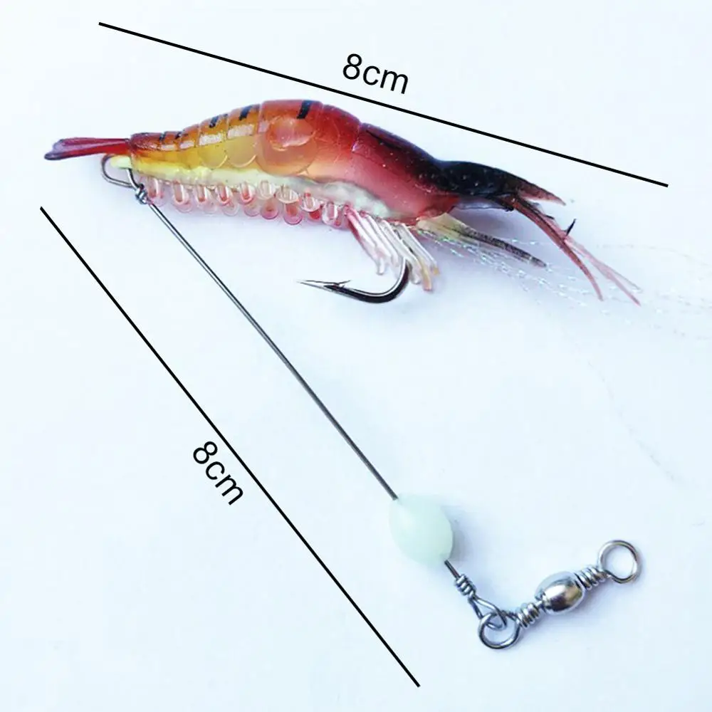 

7Pcs/Lot fishing bait Luminous Shrimp Silicon Soft Artificial Bait With Hooks Swivels Tackle Shrimp Lure Carp Fishing 8cm 5g