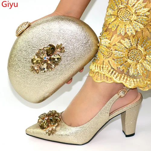 

doershow Nigerian Style Woman Shoes And Bag Set Latest gold Italian Shoes And Bag Set For Party Dress free shipping HYT1-24