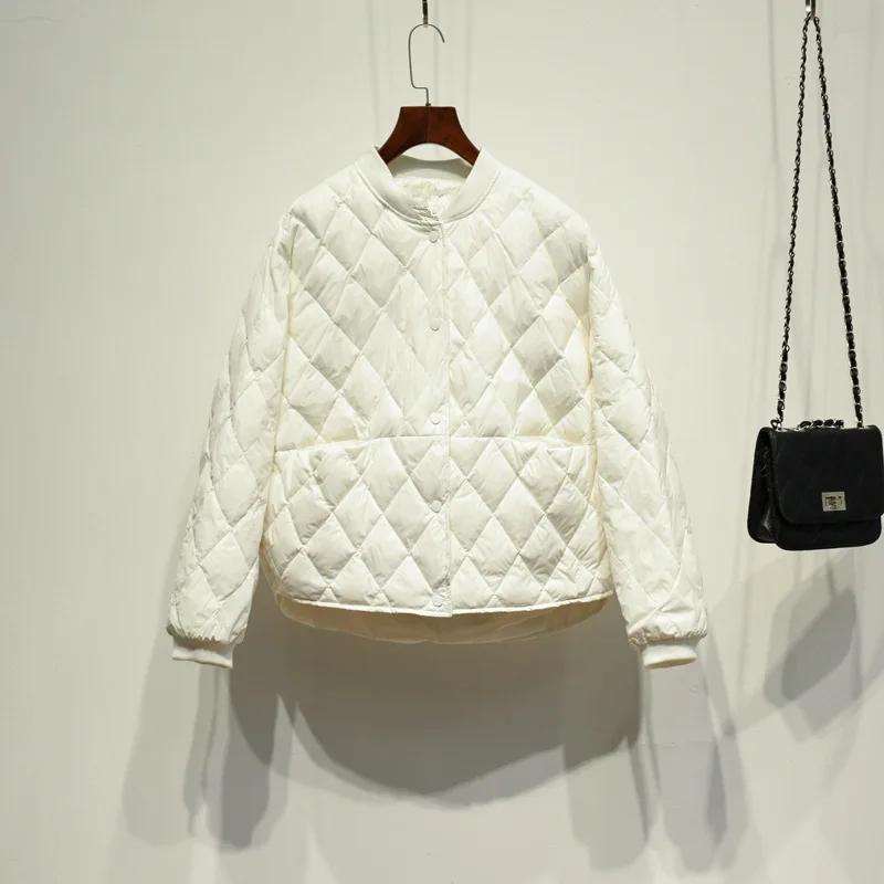 Zoe Saldana новинка Женское зимнее пальто белое утиный пух сплошной цвет тонкая