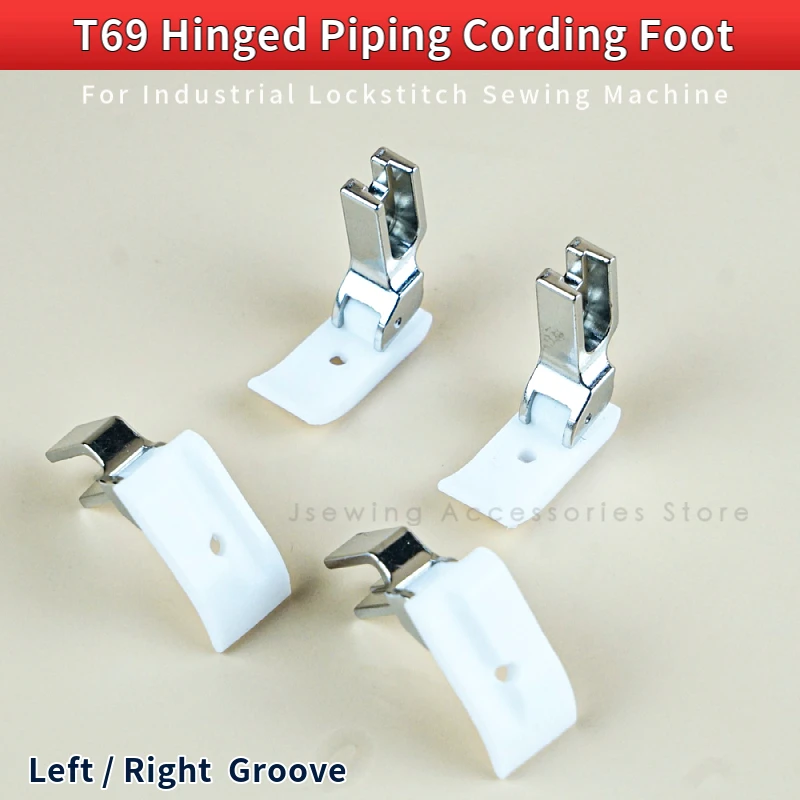 2 PCS T69 Plastic Hinged Piping Cording Presser Foot Left Ri