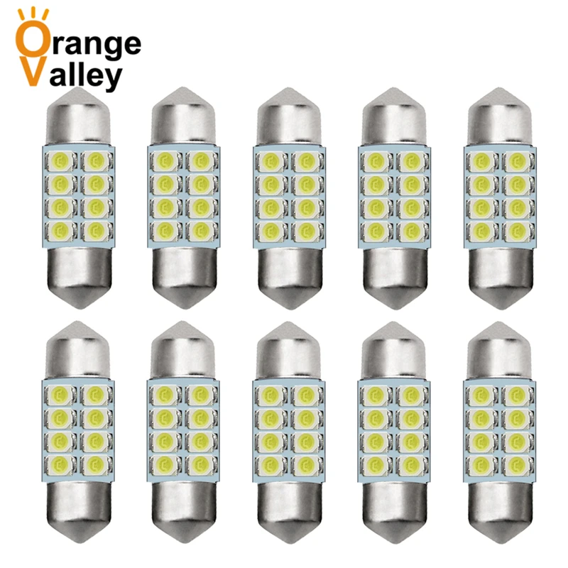 

10Pcs High Quality 31mm 36mm 39mm 41mm 6 8 LED 3528 1210 SMD Car Auto Festoon Dome Interior Map Door Lights Lamp Bulb DC12V