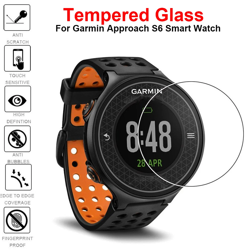 

3Pcs 9H Premium Tempered Glass For Garmin Approach S6 Screen Protector Film For Garmin Approach S6 SmartWatch Protective Film