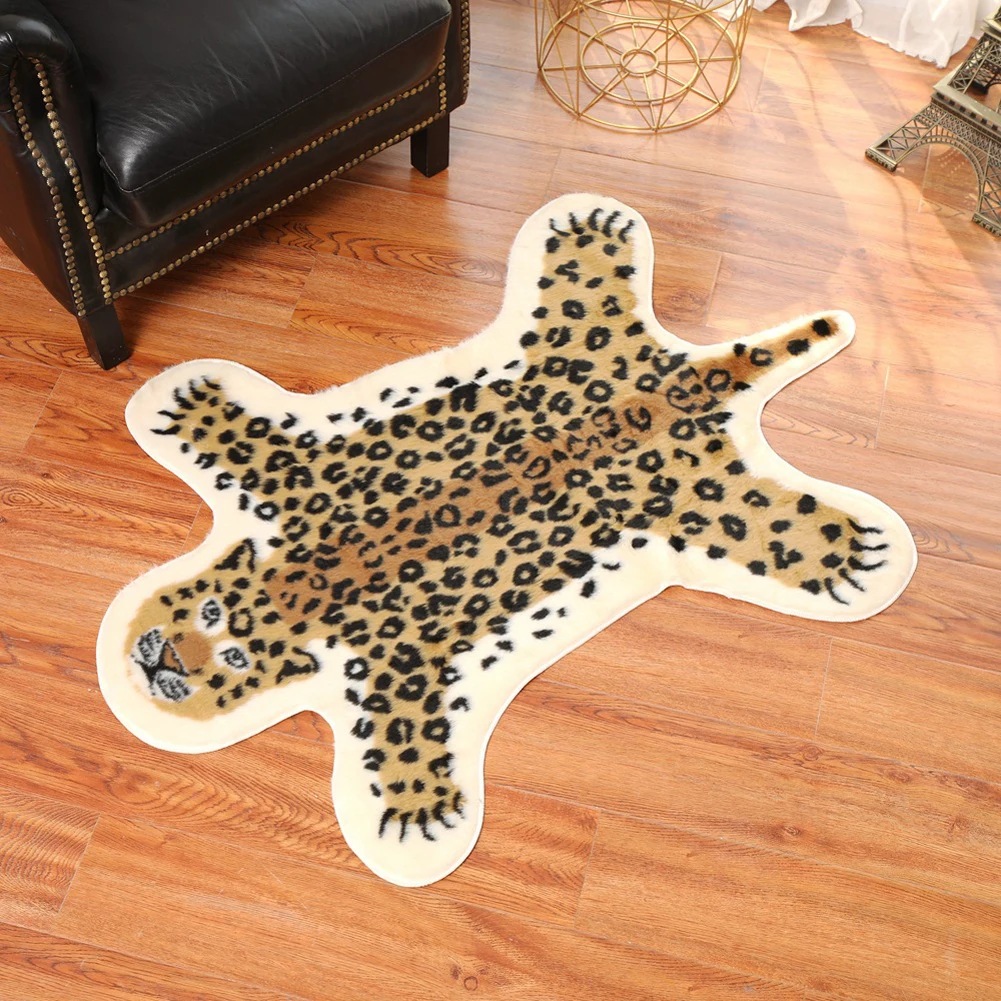 Bedroom Non Slip Tiger Printed Photography Props Coffee Table Carpet Home Decor Mat Faux Skin Area Rug Washable Long Plush Soft | Дом и сад