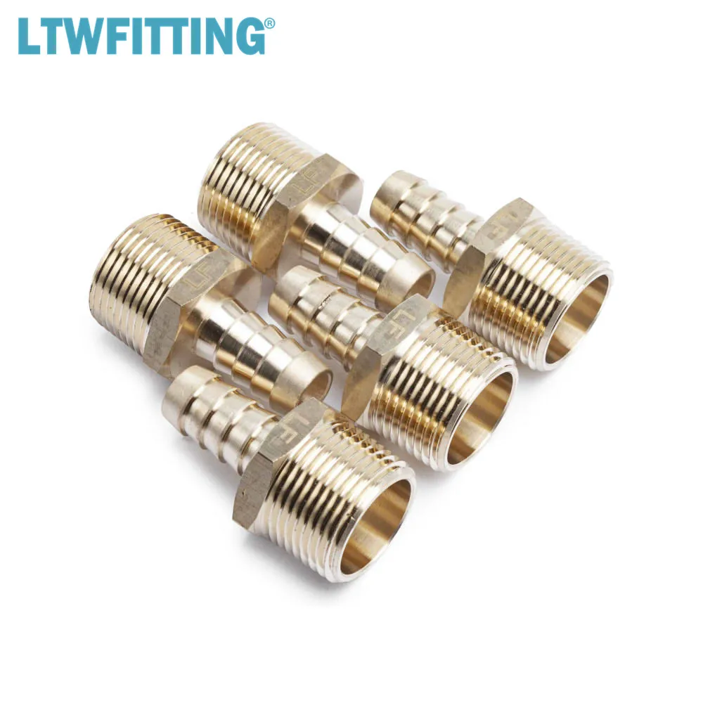

LTWFITTING Lead Free Brass Barbed Fitting Coupler / Connector 1/2" Hose Barb x 3/4" Male NPT Fuel Gas
