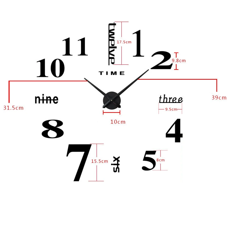 

Modern Creative 3D Acrylic Mirror Wall Clock Home Decoration Watch Clocks Stickers Living Room Decor Number Needle Wall Clock