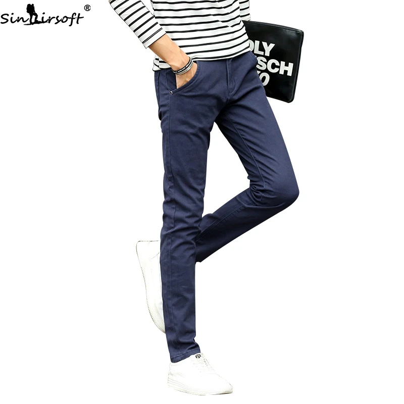Новый дизайн повседневные мужские штаны хлопковые Тонкие прямые брюки модные
