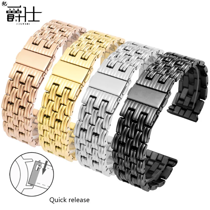 

Ремешок из тонкой стали для наручных часов, сменный браслет для мужчин и женщин, брендовый универсальный, однотонный, черный, серебристый, з...