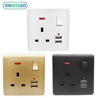 uk 86 wall socket ac electrical power outlet plug adaptor adapter with switch indicator built in 2 usb charger 2100ma 13a 250v