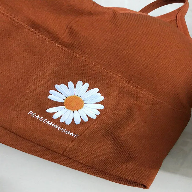 

Women's Underwear Tank Crop Top Breathable Sexy Lady Brassiere Daisy Pattern Adjustable Fashion With Removable Padded Camisole