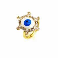 opening adjustable magic eye ring copper inlay zircon gold plated drop oil color eyes rings for women party jewelry