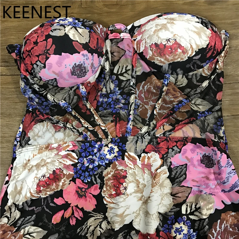 KEENEST цветочный цельный купальник женский купальник Mayokini пуш-ап