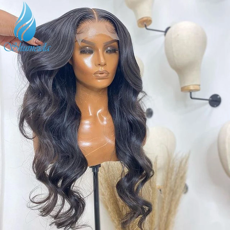 Передние парики SHD для чернокожих женщин натуральный черный цвет волнистые