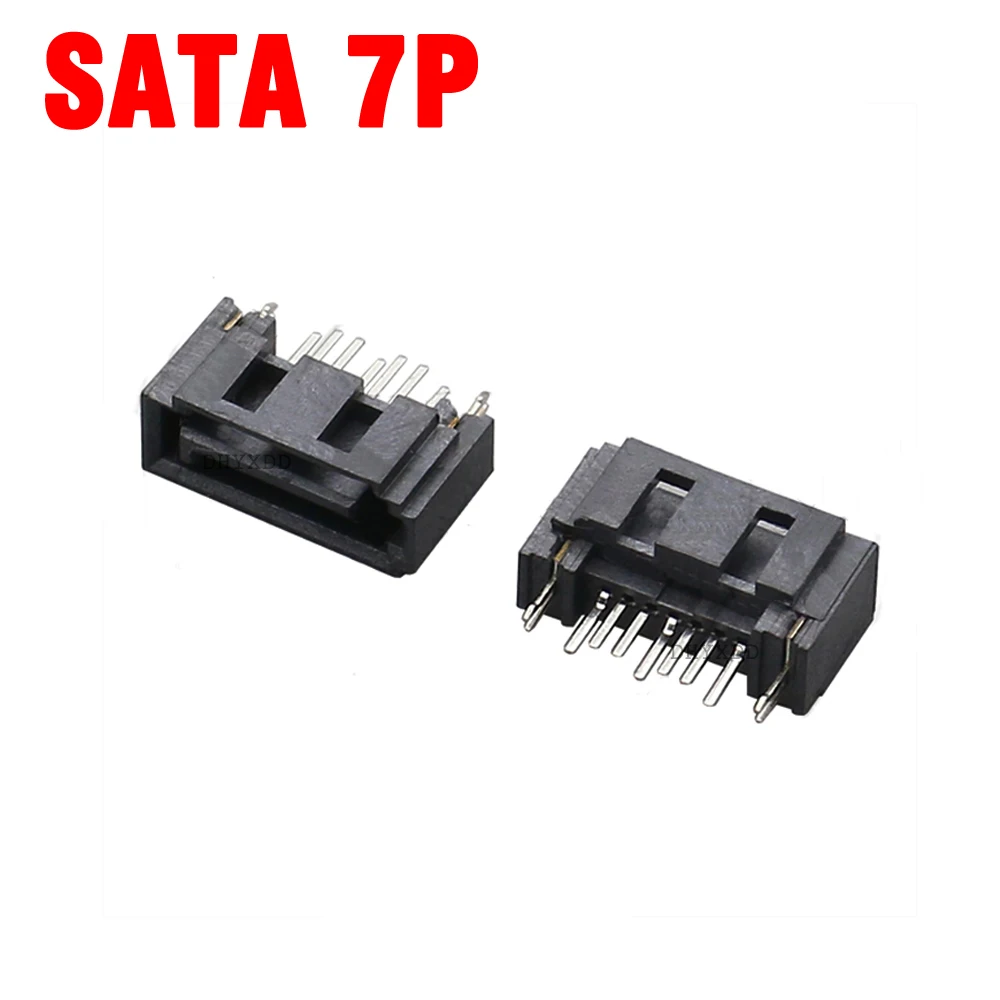 

5X SATA 7Pin Female 3.0 Type A Pin SATA 7P Double Row Dislocation 180 Degree Connector Hard Disk Interface Socket SATA PCB DIY