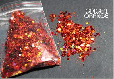 orange 50 грамм Радужная голографическая с голографическим блеском микс массивный шестигранный Радужный лазерный блеск пурпурный космическая блестящая голографическая, HJHJ611 - Цвет: orange