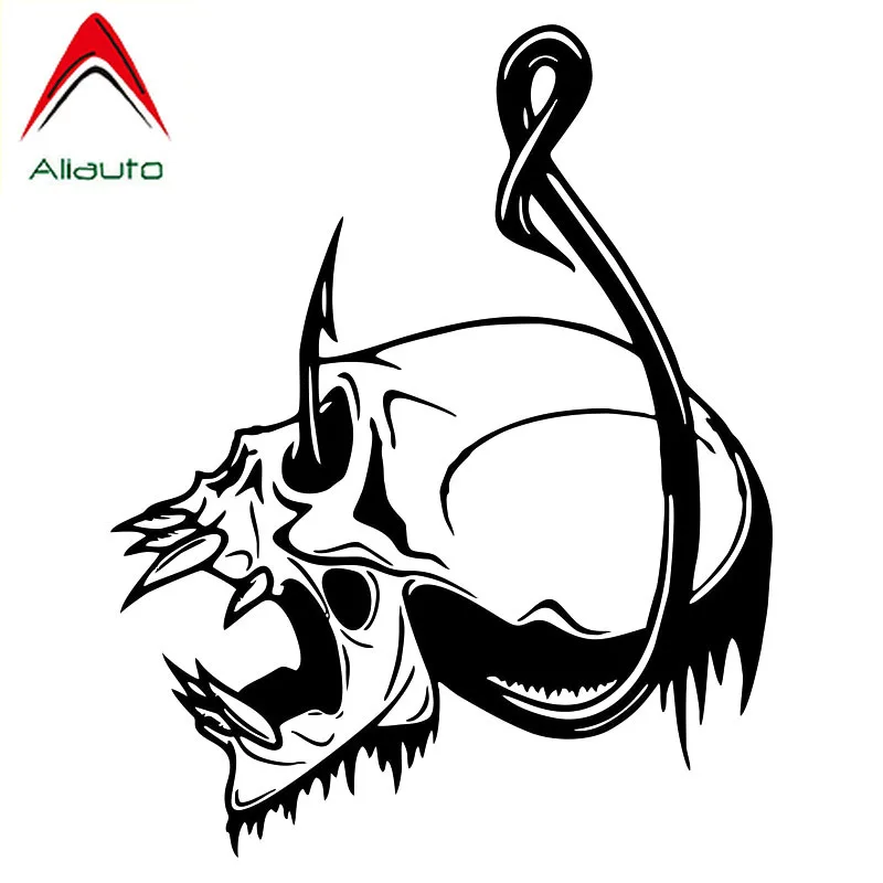 

Автомобильная наклейка Aliauto с черепом, рыболовным крючком, украшение для лодки, автомобилей и мотоциклов, Виниловая наклейка 15 см * 12 см