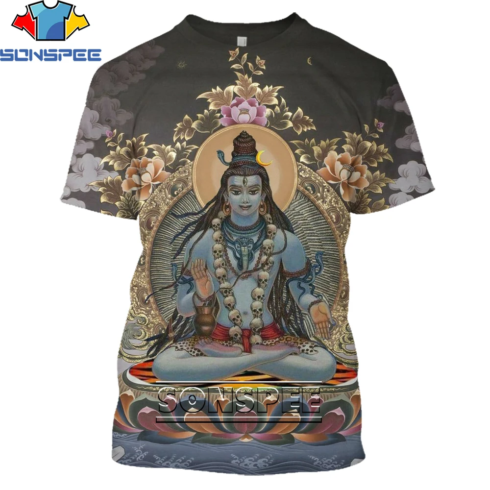 Футболка мужская SONSPEE с 3D принтом Бога лорда Шивы хип-хоп коротким рукавом в стиле