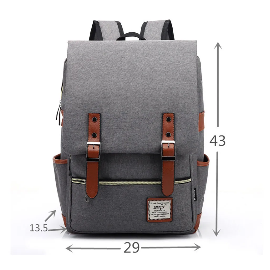 

Fashion Vintage Laptop Backpack Women Canvas Bags Retro Casual Bag School Bags Canvas Travel Leisure Men for Teenager # Solid
