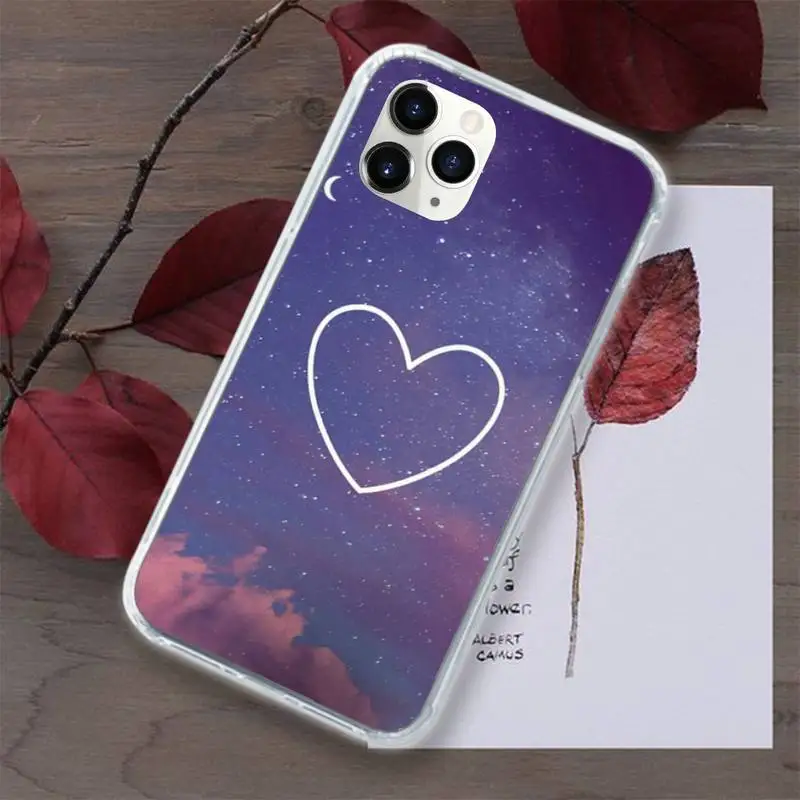 

Pink love clouds starry sky Phone Case Transparent for iPhone 11 12 mini pro XS MAX 8 7 6 6S Plus X 5S SE 2020 XR