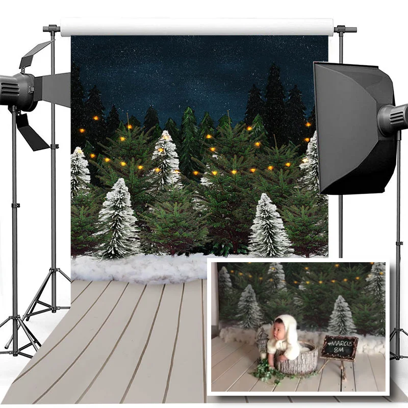

Фон для фотосъемки Зимний новый год боке Рождественская елка украшение снег фон Фотофон