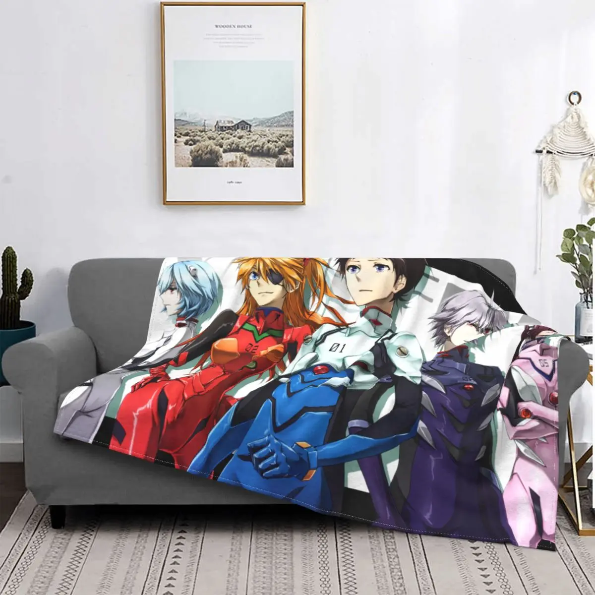

Shin Seiki Evangelion Blanket Fleece Spring/Autumn Eva Ayanami Asuka Breathable Soft Throw Blankets for Bed Travel Bedspread