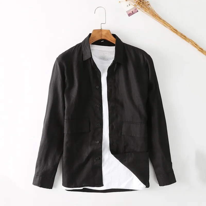 

Top Selling Product In 2020 Fall New Men's Linen Shirts Simple Casual Plus Size Camisas Para Hombre Men's Clothing