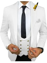 Traje con solapa de un botón para hombre, traje de 3 piezas para novio, traje de boda, Blazer ajustado, traje Masculino (2)