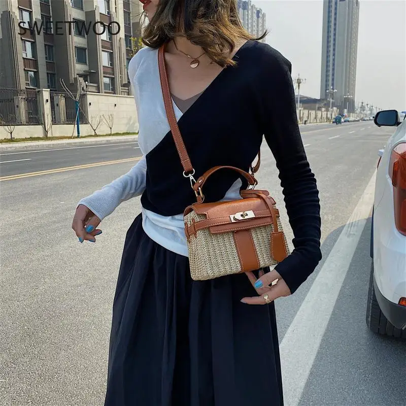 

Летняя Соломенная женская сумка, прошитая искусственная Соломенная женская сумка, пляжная сумка, новый стиль для женщин