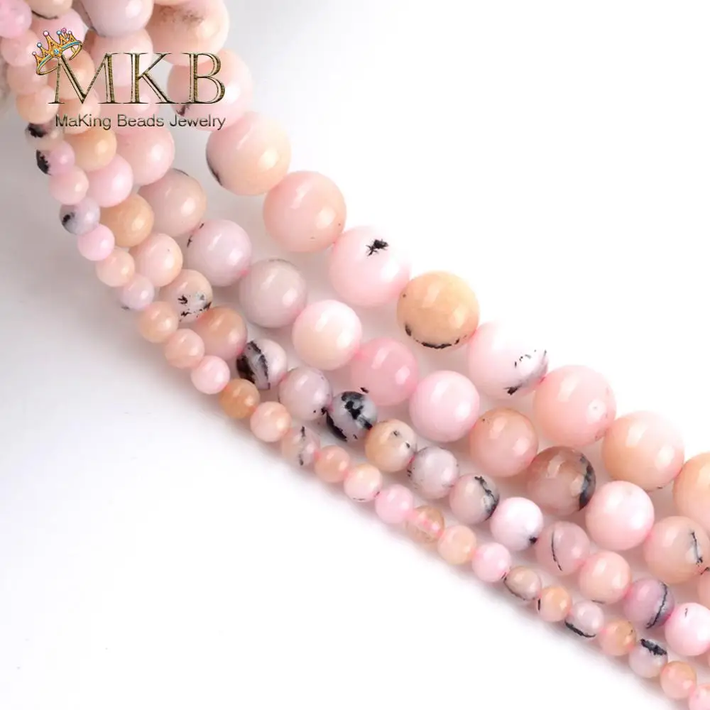 Natural Stone Pink White Jaspers Round Beads For Jewelry Making Spacer Loose 4/6/8/10mm Diy Bracelet Jewellery 15inches |