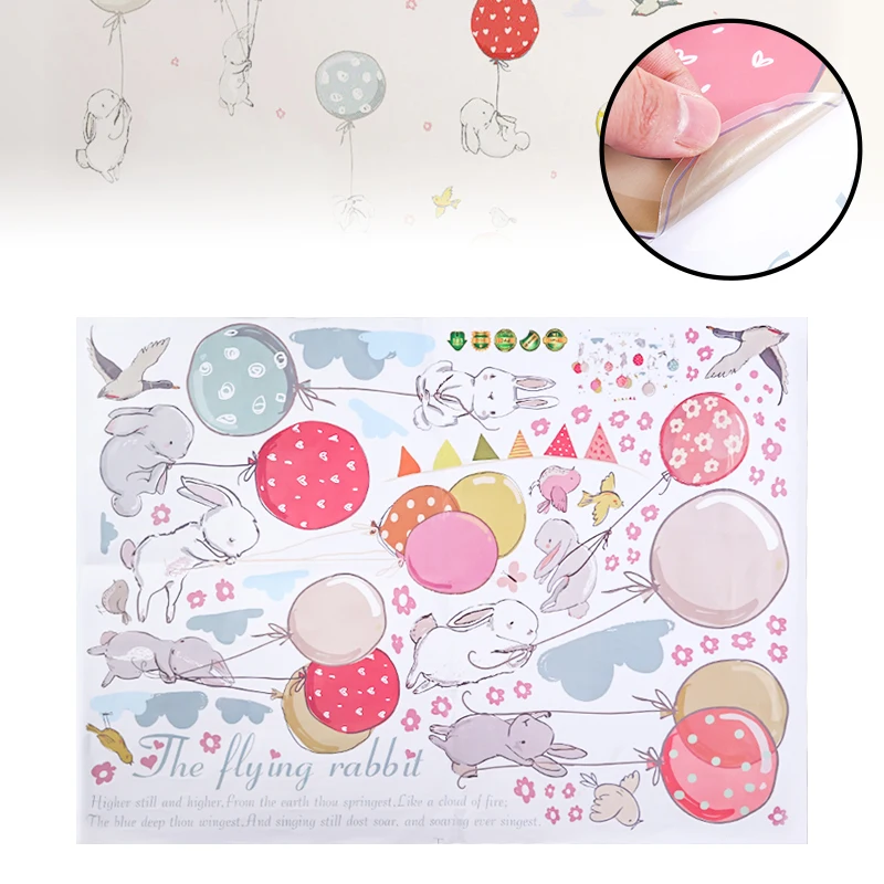 

Removable Balloon Rabbit Wall Sticker for Children Bedroom Decor Wall Sticker