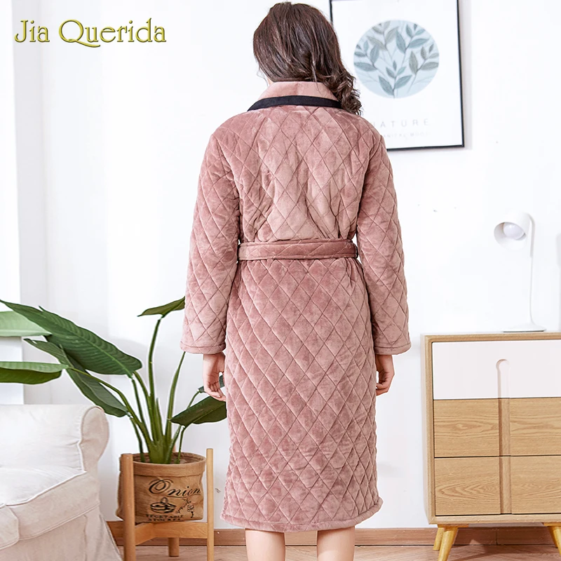 

Kimono Female Robes Long Sleeve Lapel Home Wear Lingerie Plus Size Female Warm Robe Dressing Gown Velvet Robe Winter Bathrobes