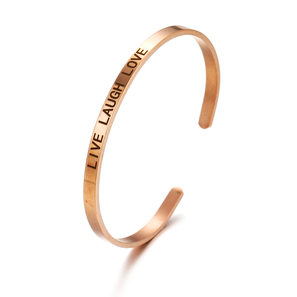 Мода из нержавеющей стали открытые манжеты розового золота вдохновляющий