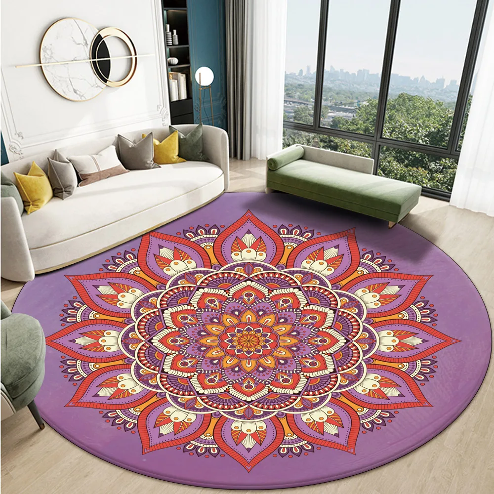 

Newest Carpet In The Bedroom Room Decor Flannel Carpet Flower Pattern Round Carpet Non Slip Kilim For Children Carpet Mat Peludo