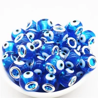 10pcs new 16mm round loose big hole evil eye glass spacer beads fit bracelet pendant chain necklace for women men jewelry making