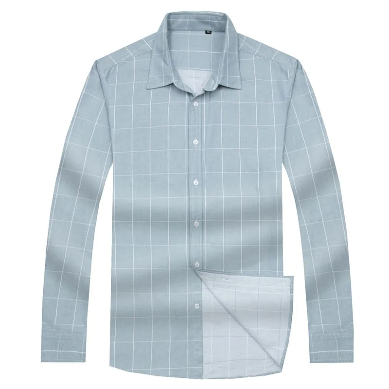 

Men's fat plus size long sleeve shirt men's fat fashion casual Plaid Shirt