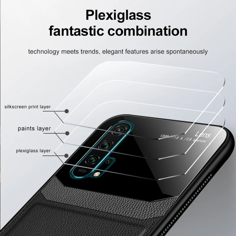 

Phone Case for Huawei Honor 20 Pro Case Cover Fashion Organic PC Grained Leather Skin-pattern Fundas Honor20 20i 20s v20 Case