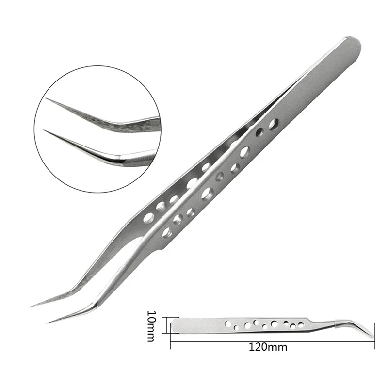 

1PC ESD Industrial Tweezers Anti-static Anti-Magnetic Stainless Steel Tweezers For Electronics Soldering Maintenance Tool
