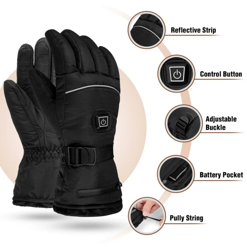 

Winter Thermal Gloves Waterproof Electric Heated Gloves Battery Powered For Ski Climbing Heating Warm Gloves